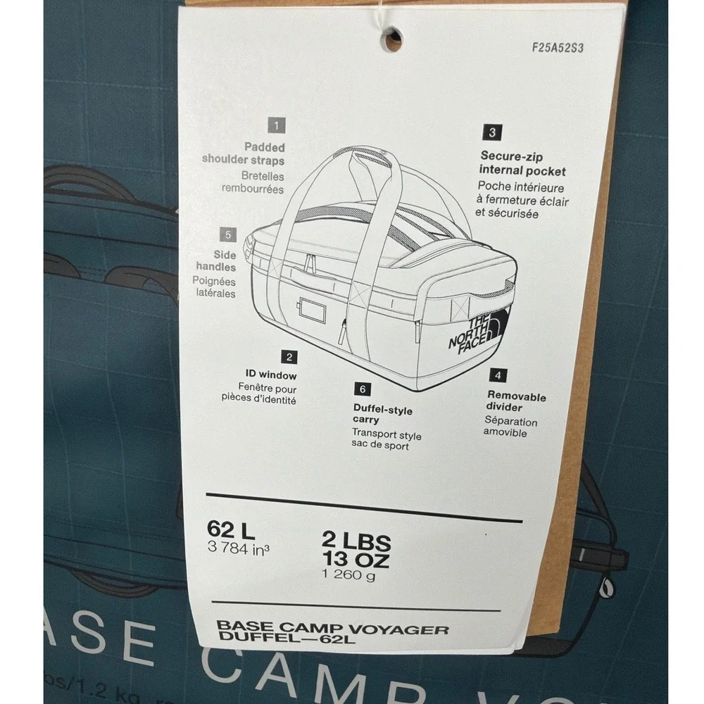 The North Face Base Camp Voyager 62L Duffel Backpack Space Anthracite NWT $155